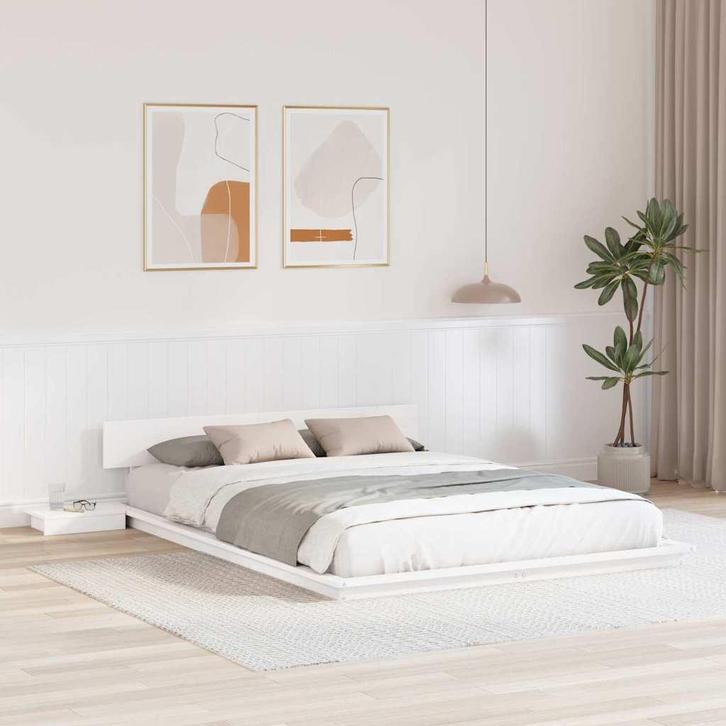 vidaXL Bedframe Wit 140 x 200 cm Hout, Huis en Inrichting, Slaapkamer | Bedden, Nieuw, Verzenden