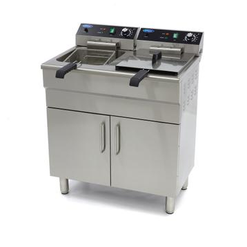 Friteuse - 2 x 16 L - 2 paniers - avec robinet de vidange et