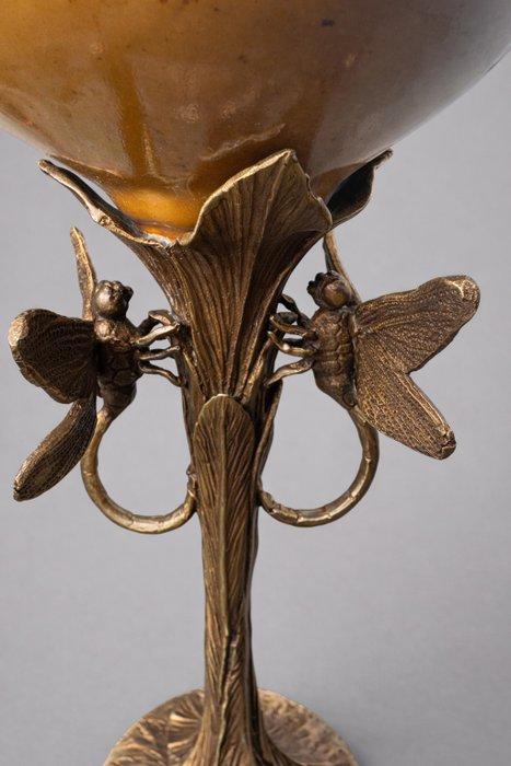 Vaas - Porselein, Brons - Schaal op voet - Libellen, Antiek en Kunst, Curiosa en Brocante