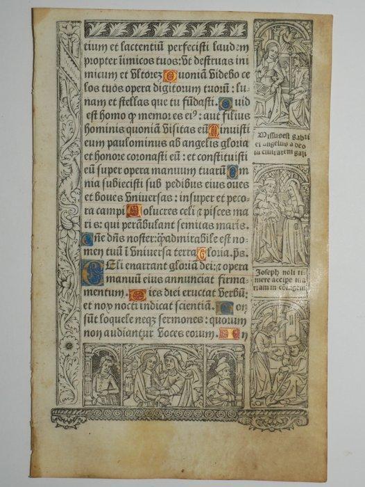 Vostre - Leaf from a book of hours, printed on vellum - 1502, Antiek en Kunst, Antiek | Boeken en Manuscripten