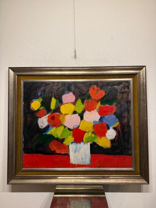 Italiaanse school (XX) - Vaso di fiori - XL format, Antiek en Kunst, Kunst | Schilderijen | Klassiek