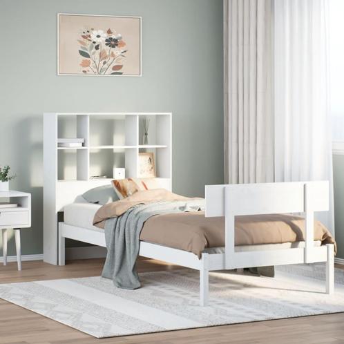 vidaXL Bed met boekenkast zonder matras grenenhout wit, Huis en Inrichting, Slaapkamer | Bedden, Nieuw, Verzenden