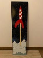 Tintin - Plaque émaillée verticale – Fusée quittant la lune, Nieuw