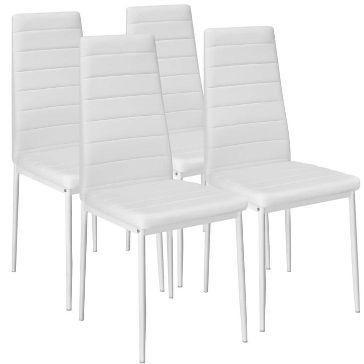 tectake Eetkamerstoelen, kunstleer - wit, Set van 4, Huis en Inrichting, Stoelen, Verzenden