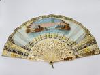 Antique French fan, circa 1850/1860, with ice skating