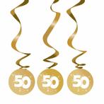 Hangdecoratie 50 Jaar Goud Versiering 75cm 3st, Nieuw, Verzenden