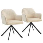 tectake Lona fluwelen draaistoel met dikke vulling - crème/z, Huis en Inrichting, Stoelen, Verzenden, Nieuw