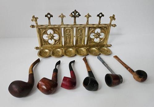 Arts and Crafts - vuur verguld brons - pijpenrek - Rek -, Antiek en Kunst, Curiosa en Brocante