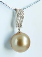 Hanger - 18 kt. geel goud - Golden South Sea Parel - Diamant