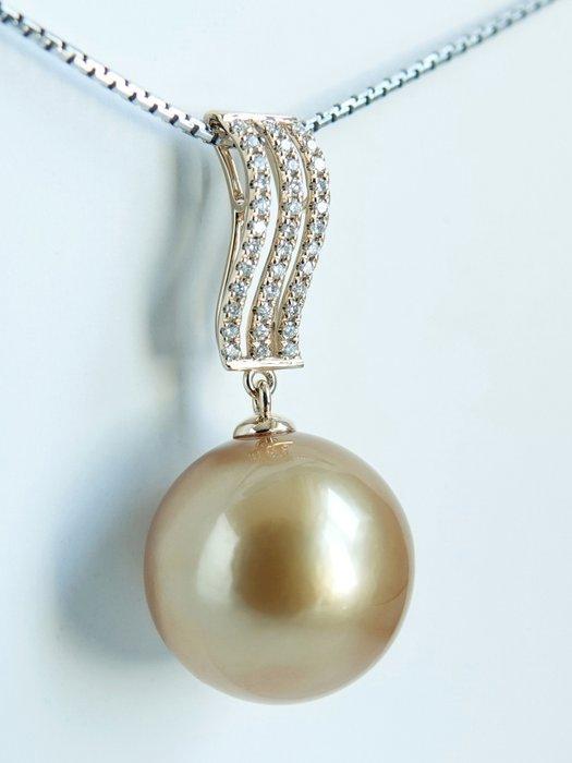 Hanger - 18 kt. geel goud - Golden South Sea Parel - Diamant, Bijoux, Sacs & Beauté, Bijoux anciens