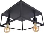 Industriële Plafondlamp Zwart | 30x30cm | Incl. 2x Lichtbron, Nieuw, Verzenden