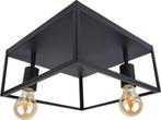 Industriële Plafondlamp Zwart | 30x30cm | Incl. 2x Lichtbron, Verzenden, Nieuw
