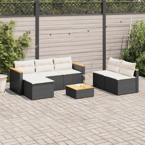 vidaXL 5-delige Loungeset met kussens poly rattan acacia, Jardin & Terrasse, Ensembles de jardin, Envoi