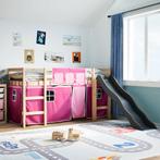 vidaXL Kinderhoogslaper met gordijnen 90x200 cm grenenhout, Huis en Inrichting, Slaapkamer | Bedden, Verzenden, Nieuw