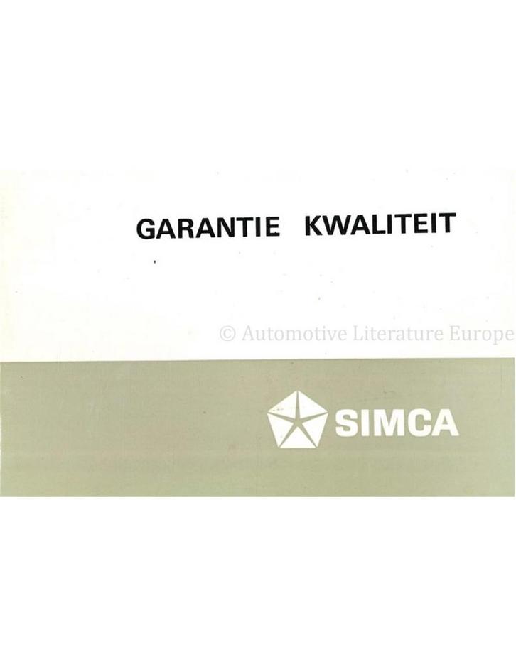 1965 SIMCA 1200 S COUPE SERVICE & GARANTIE HANDLEIDING, Auto diversen, Handleidingen en Instructieboekjes