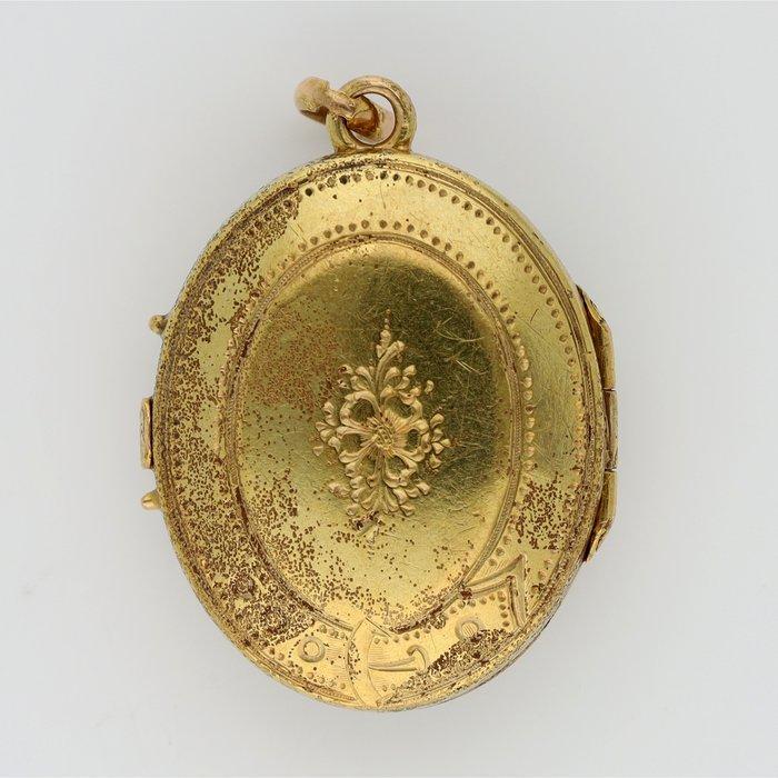 Medaillon - 14 karaat Geel goud - Parel - Emaille, Handtassen en Accessoires, Antieke sieraden