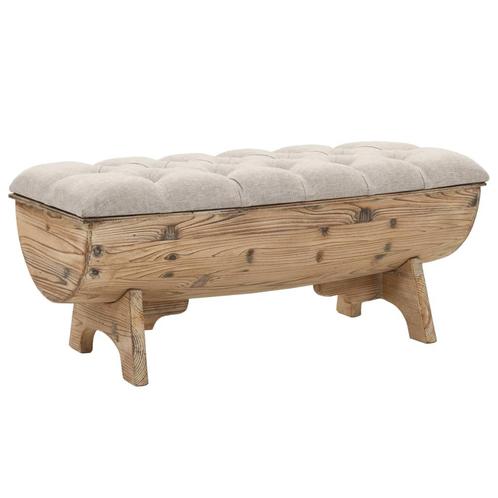 vidaXL Opbergbankje 103x51x44 cm massief hout en stof, Huis en Inrichting, Overige Huis en Inrichting, Nieuw, Verzenden