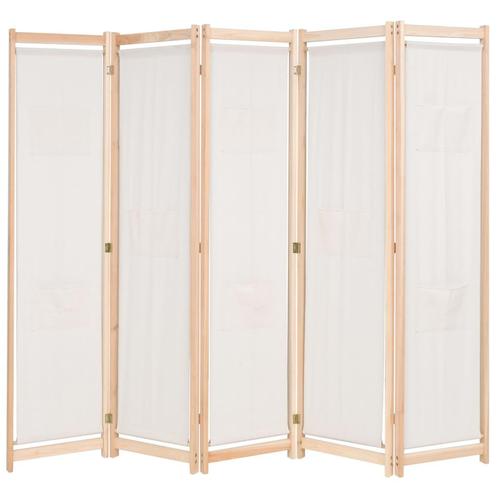 vidaXL Kamerscherm met 5 panelen 200x170x4 cm stof crème, Huis en Inrichting, Woonaccessoires | Overige, Nieuw, Verzenden