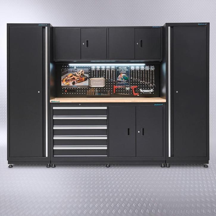 Datona Werkbank 160 cm met bovenkast en twee zijkasten -, Doe-het-zelf en Bouw, Werkbanken, Ophalen of Verzenden