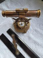 Schipperskompas (2) - messing, ebbenhout, glas, met, Antiek en Kunst
