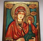 Icoon - Russisch met de hand geschilderde icoon van Sint, Antiek en Kunst