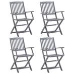 vidaXL Tuinstoelen inklapbaar 4 st massief acaciahout, Tuin en Terras, Tuinstoelen, Verzenden, Nieuw