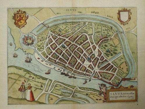 Nederland - Zeeland, Sluis; Lodovico Guicciardini / W. Blaeu, Livres, Atlas & Cartes géographiques