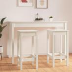vidaXL Barstoelen 2 st 40x40x78 cm massief grenenhout wit, Huis en Inrichting, Stoelen, Verzenden, Nieuw