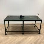 Tweedehands werkbank vv metalenblad en metaal onderstel,, Gebruikt, Metaal
