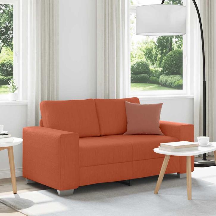 vidaXL Loveseat Sofa Rood Oranje 160x77x82 cm Corduroy Stof, Maison & Meubles, Canapés | Salons, Envoi