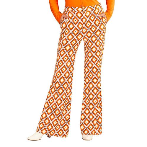 Disco 70S Broek Oranje Dames Ruit, Hobby en Vrije tijd, Feestartikelen, Nieuw, Verzenden