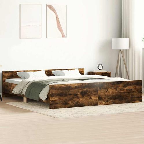 vidaXL Bedframe met hoofd- en voeteneinde gerookt eiken, Huis en Inrichting, Slaapkamer | Bedden, Nieuw, Verzenden
