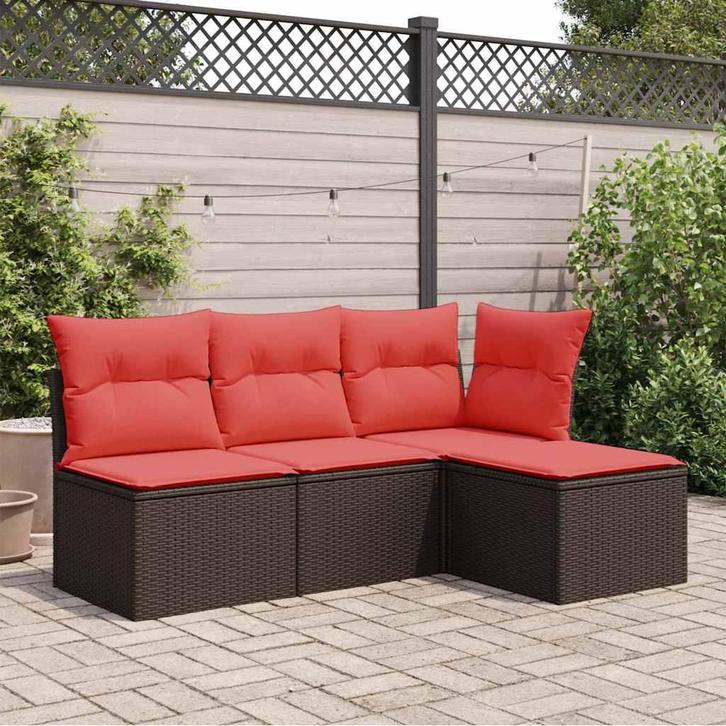 vidaXL Tuinkruk met kussen 55x55x37 cm poly rattan bruin, Tuin en Terras, Tuinsets en Loungesets, Nieuw, Verzenden