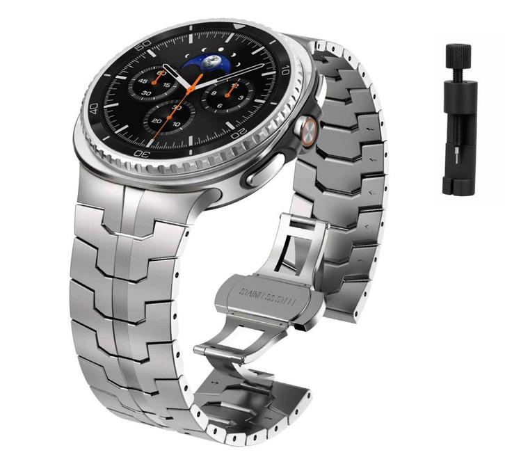 DrPhone Quantum Titanium Band voor Samsung Galaxy Watch 8, Handtassen en Accessoires, Smartwatches, Nieuw, Verzenden