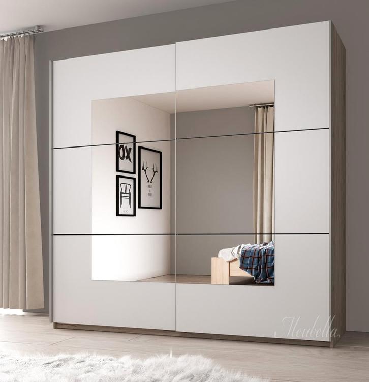 Kledingkast Edison - Wit - Eiken - 221 cm, Huis en Inrichting, Kasten | Overige, Nieuw, Verzenden
