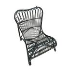 Loungestoel hout riet zwart 800x800x880 mm gebruikt, Ophalen of Verzenden, Nieuw in verpakking