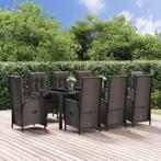 vidaXL 9-delige Tuinset poly rattan zwart, Tuin en Terras, Verzenden, Nieuw, Tuinset