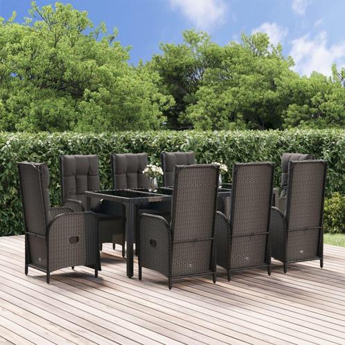 vidaXL 9-delige Tuinset poly rattan zwart, Tuin en Terras, Tuinsets en Loungesets, Tuinset, Nieuw, Verzenden