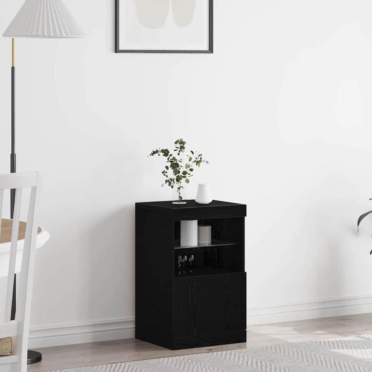 vidaXL Dressoir Zwart eiken 41 x 37 x 67 cm Bewerkt hout, Huis en Inrichting, Kasten | Dressoirs, Nieuw, Verzenden