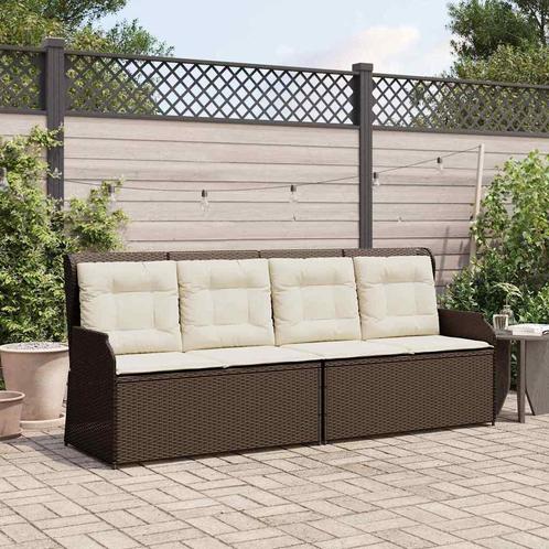 vidaXL Tuinbank met kussen Bruin Poly rattan, Tuin en Terras, Tuinsets en Loungesets, Nieuw, Verzenden