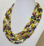 Collier daigue-marine, de tourmaline, de citrine, de perles