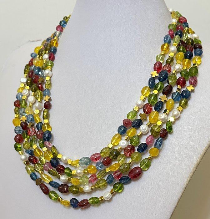 Collier daigue-marine, de tourmaline, de citrine, de perles, Antiek en Kunst, Antiek | Boeken en Manuscripten
