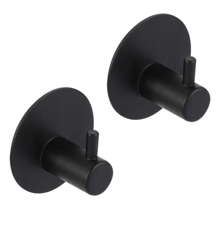 Differnz haak zelfklevend rond rvs mat zwart 2 stuks, Huis en Inrichting, Woonaccessoires | Kapstokken, Nieuw, Overige materialen