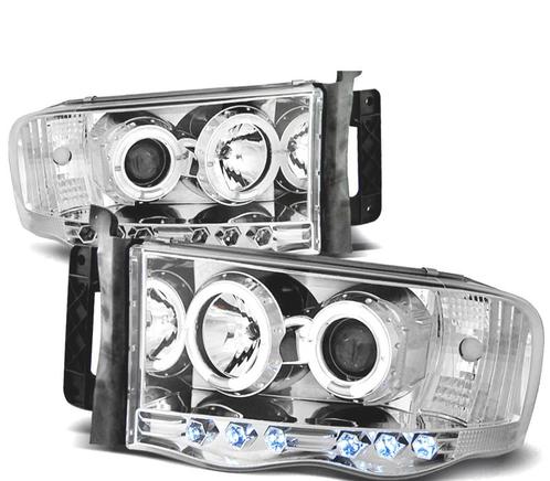 PHARES POUR DODGE RAM 02-06 ANGEL EYES CHROMÉ, Auto-onderdelen, Verlichting, Verzenden