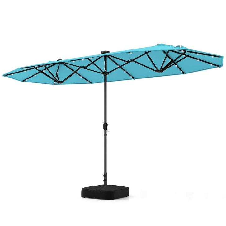 2dekans | Coast 400 x 200 cm Dubbele Tuinparasol met LED op, Tuin en Terras, Buitenverlichting, Ophalen of Verzenden