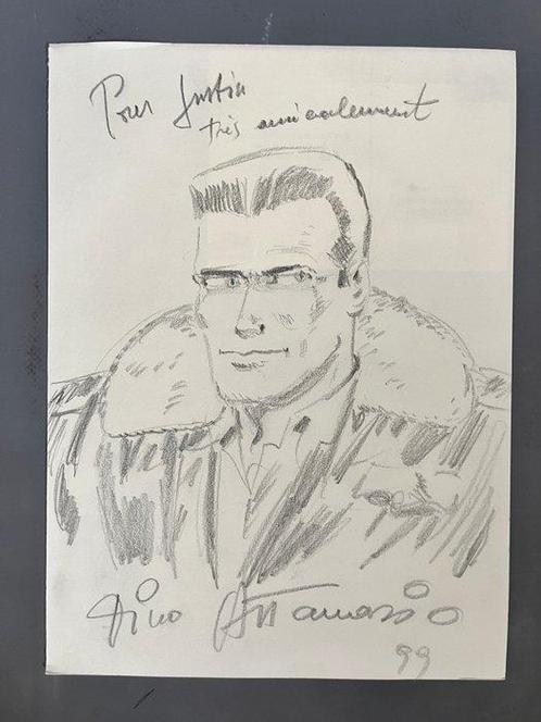 Bob Morane - 1 Dessin original dédicacé + 7 cartes postales, Boeken, Stripverhalen