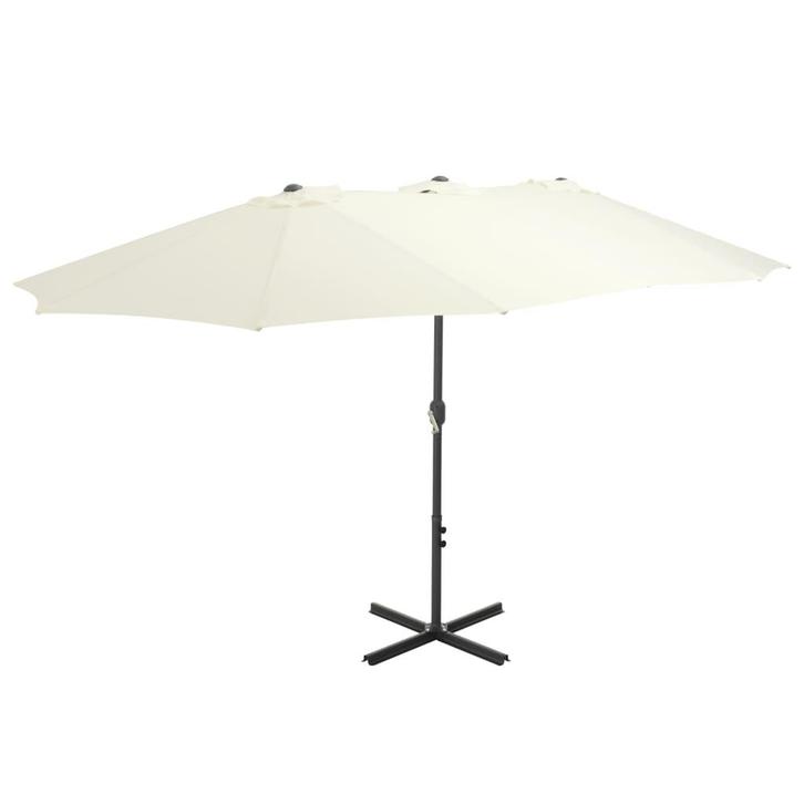 vidaXL Parasol met aluminium paal 460x270 cm zandkleurig, Tuin en Terras, Parasols, Nieuw, Verzenden