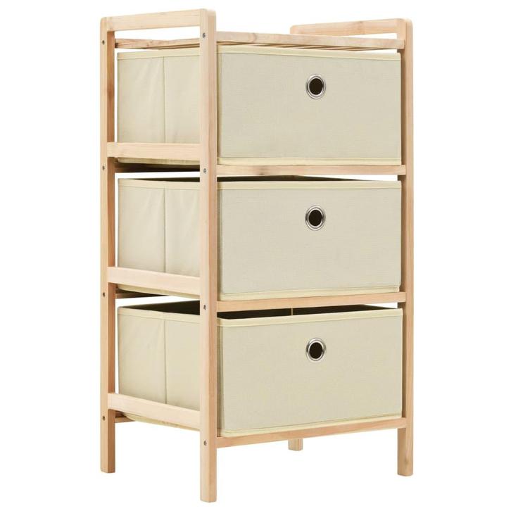 vidaXL Opbergmeubel met 3 stoffen manden cederhout beige, Huis en Inrichting, Kasten | Overige, Nieuw, Verzenden
