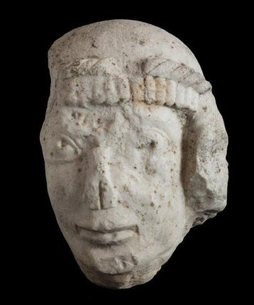 Romain antique Marbre Masque de théâtre. 29 cm de Hauteur., Collections