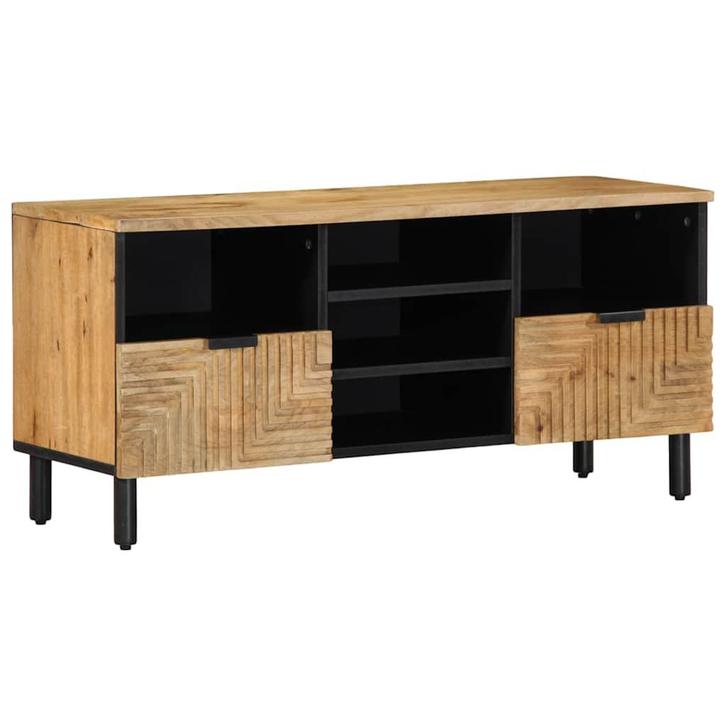 vidaXL Tv-meubel 100x33x46 cm massief mangohout bruin, Maison & Meubles, Accessoires pour la Maison | Étagères pour CD & DVD, Envoi